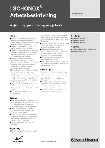 SCHÖNOX ® Arbetsbeskrivning Avjämning på underlag ... - Schonox