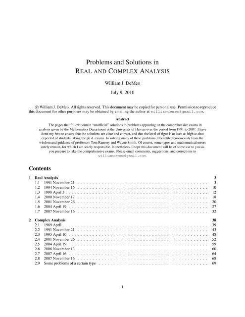 Problems and Solutions in - Mathematics - University of Hawaii