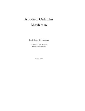 Applied Calculus Math 215 - University of Hawaii