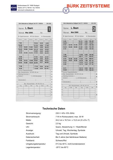 „Rechnende” Stempeluhr ER-2500