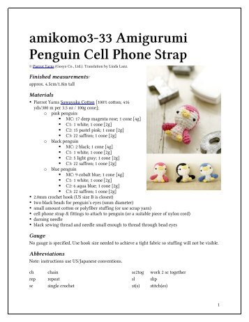 amikomo3-33 Amigurumi Penguin Cell Phone Strap