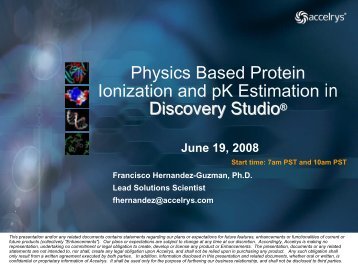 Protein ionization and pK prediction - Accelrys