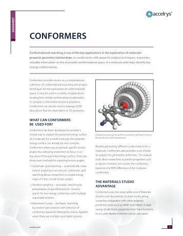 Read the Conformers Datasheet - Accelrys