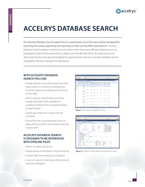 Database Search Datasheet - Accelrys