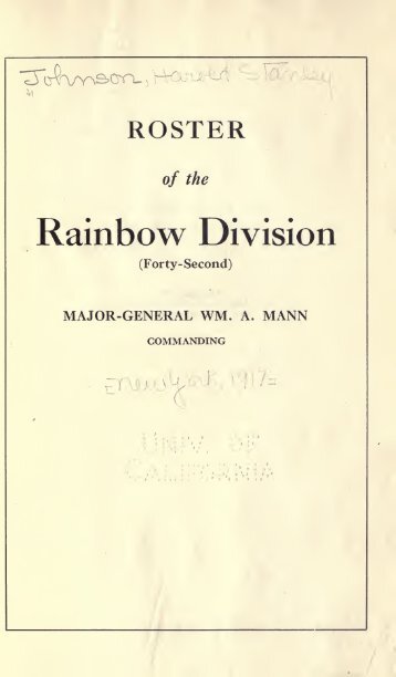 Roster of the Rainbow division (forty-second) Major General ... - DMNA