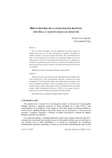 Breve historia de la lexicografía bilingüe española y alemana hasta ...