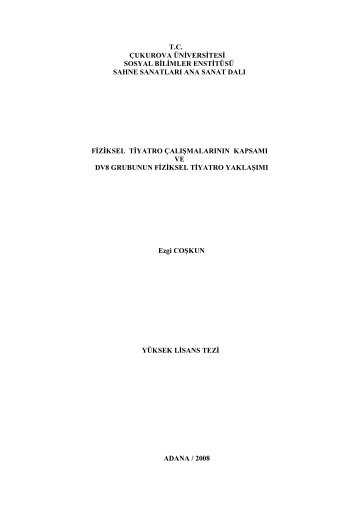 T.C. ÇUKUROVA ÜNİVERSİTESİ SOSYAL BİLİMLER ENSTİTÜSÜ ...