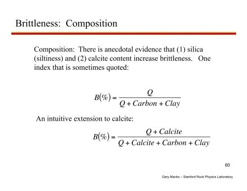 Rock Physics of Shale - Stanford University