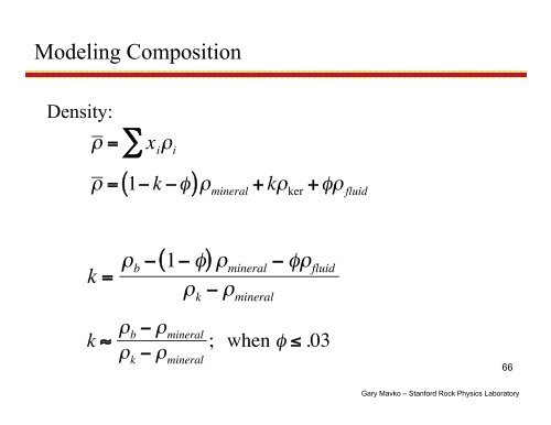 Rock Physics of Shale - Stanford University