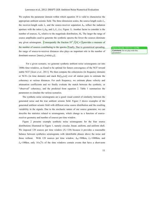 Lawrence et al., 2012: DRAFT: JGR: Ambient Noise Numerical ...