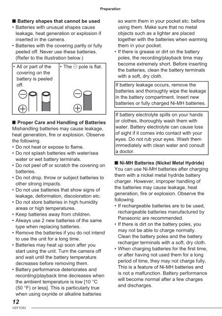 DMC-LS70 DMC-LS60 - Operating Manuals for Panasonic Products ...