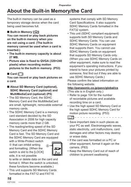 DMC-LS70 DMC-LS60 - Operating Manuals for Panasonic Products ...