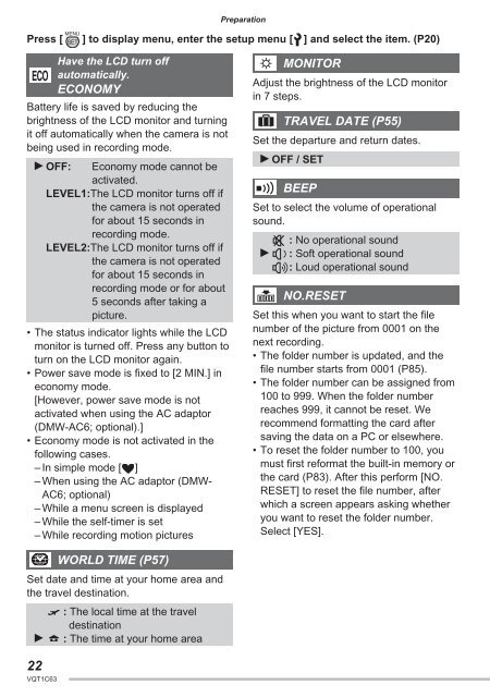 DMC-LS70 DMC-LS60 - Operating Manuals for Panasonic Products ...