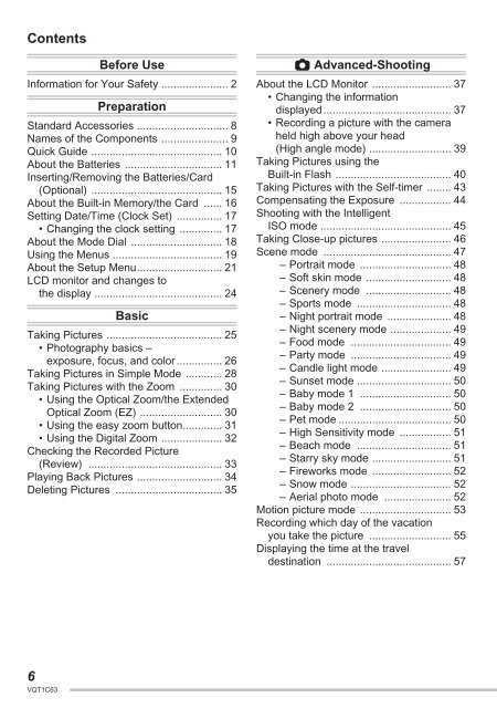 DMC-LS70 DMC-LS60 - Operating Manuals for Panasonic Products ...