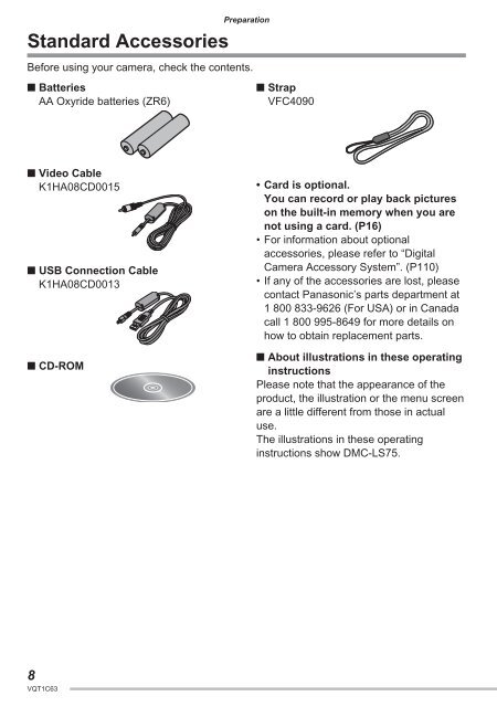 DMC-LS70 DMC-LS60 - Operating Manuals for Panasonic Products ...