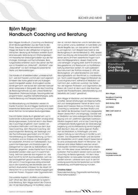 mediation und SuperviSion in organiSationen - Bundesverband ...