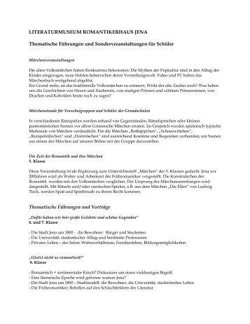 LITERATURMUSEUM ROMANTIKERHAUS JENA Thematische ...