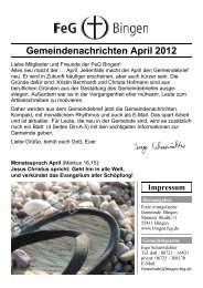 Gemeindenachrichten April 2012 - FeG Bingen