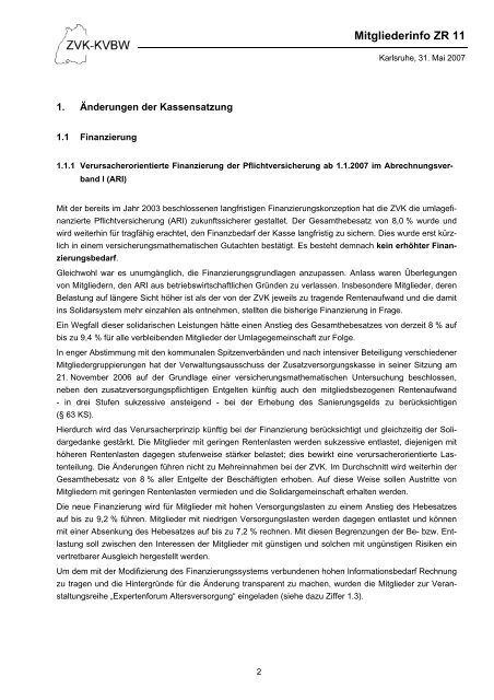 ZR 11 - Kommunaler Versorgungsverband Baden-Württemberg