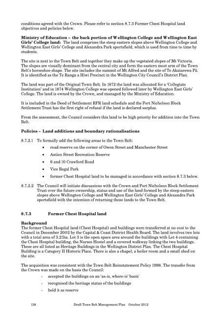 Draft Town Belt Management Plan - Wellington City Council