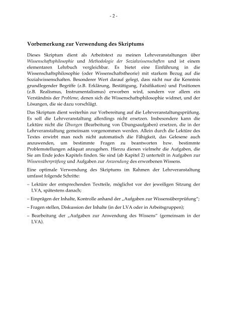 Wissenschaftsphilosophie der Sozialwissenschaften - Open ...