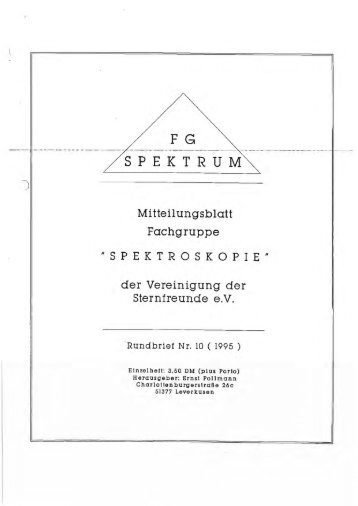 SPEKTRUM Nr. 10 - FG - Spektroskopie