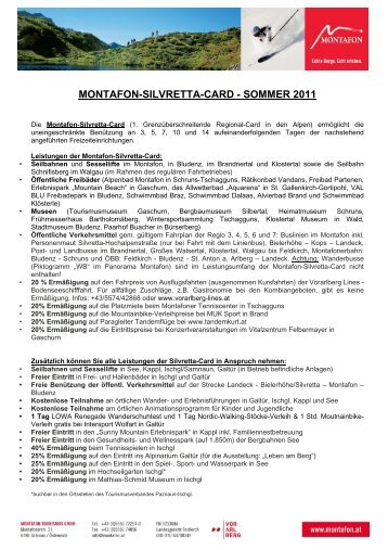 MONTAFON-SILVRETTA-CARD - SOMMER 2011