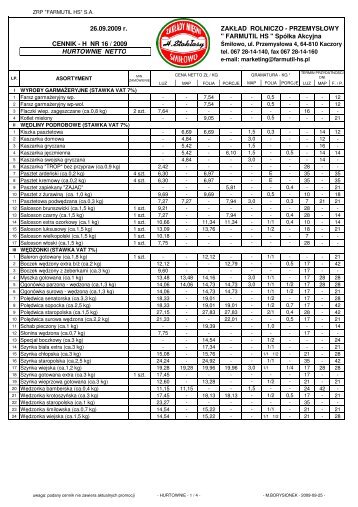 CENNIK H FARMUTIL NR 16 - 2009