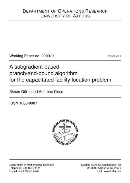 A subgradient-based branch-and-bound algorithm for the ...