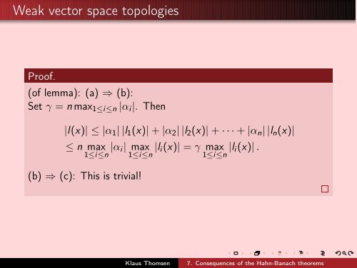 7. Consequences of the Hahn-Banach theorems - Aarhus Universitet