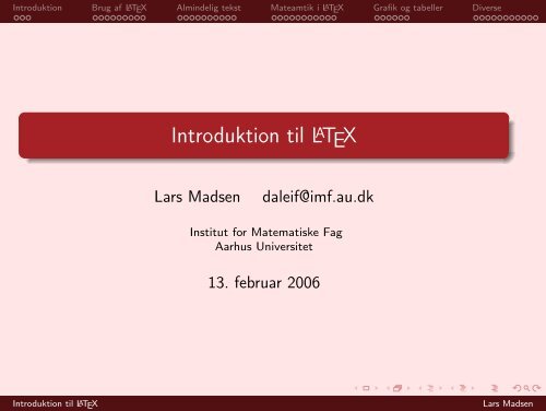 Introduktion til LaTeX - Aarhus Universitet