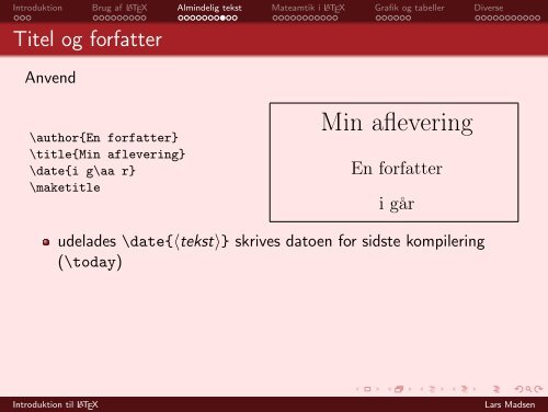 Introduktion til LaTeX - Aarhus Universitet