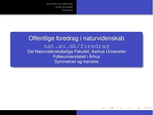 Offentlige foredrag i naturvidenskab - Aarhus Universitet
