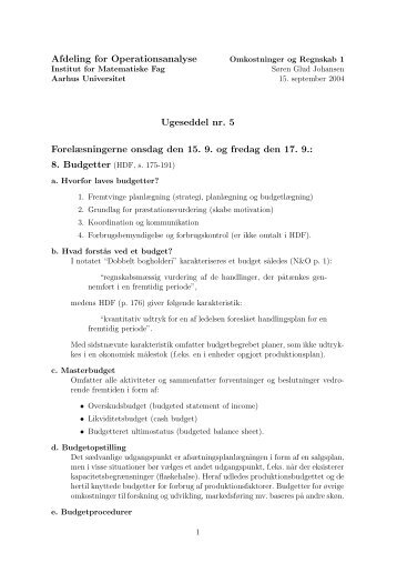 Ugeseddel 5 - Aarhus Universitet