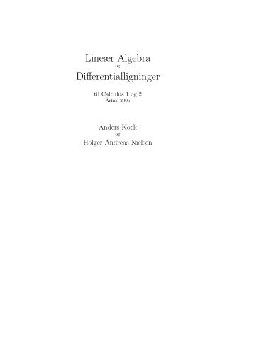 Lineær Algebra Differentialligninger