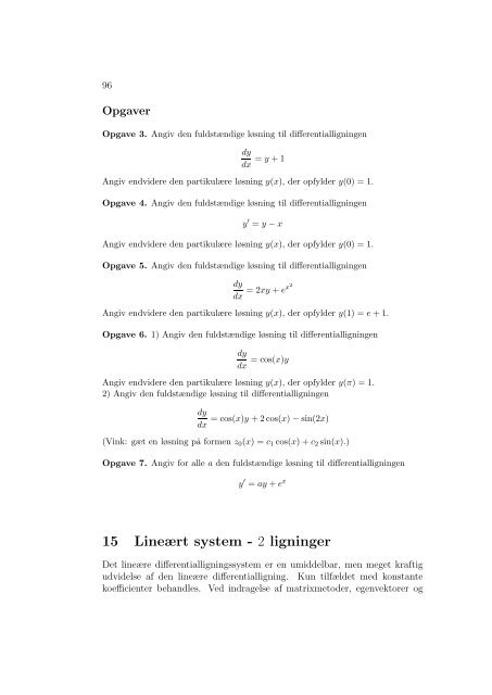 Lineær Algebra Differentialligninger