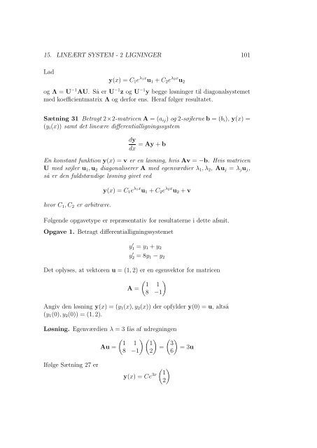 Lineær Algebra Differentialligninger