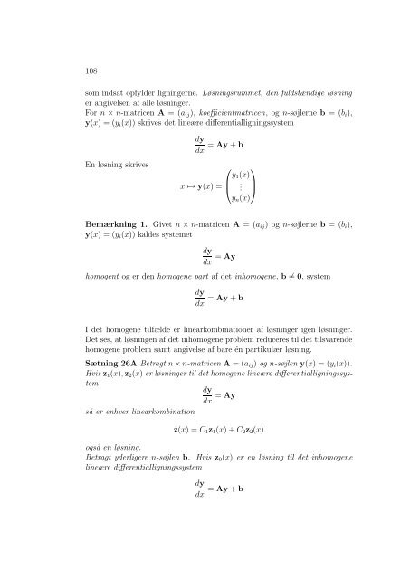 Lineær Algebra Differentialligninger