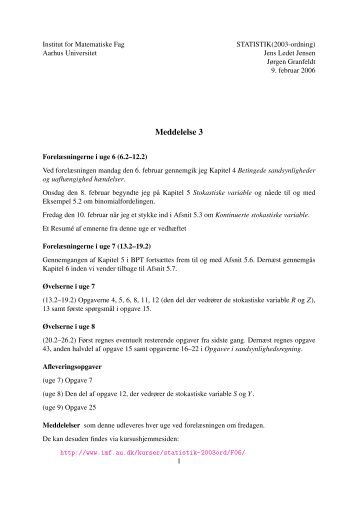 Meddelelse 3 - Aarhus Universitet