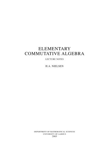 Commutative algebra - Department of Mathematical Sciences - old ...