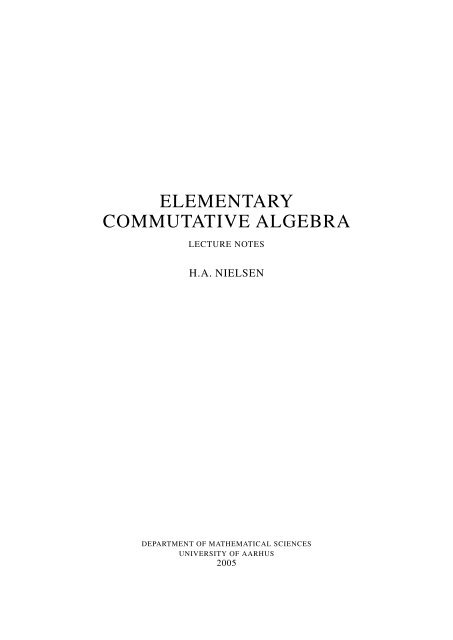 Commutative algebra - Department of Mathematical Sciences - old ...