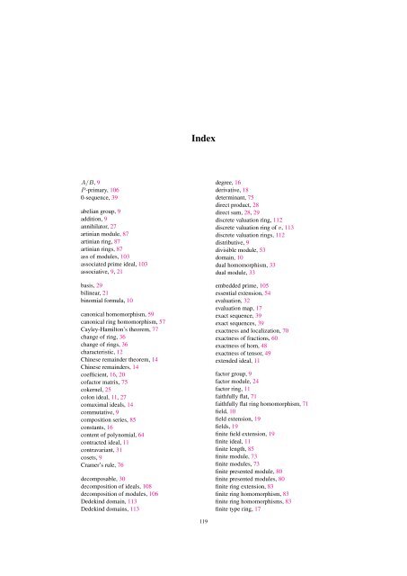 Commutative algebra - Department of Mathematical Sciences - old ...