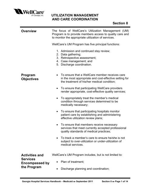 UTILIZATION MANAGEMENT AND CARE ... - WellCare