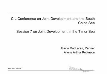 Joint Development in the Timor Sea - Centre for International Law