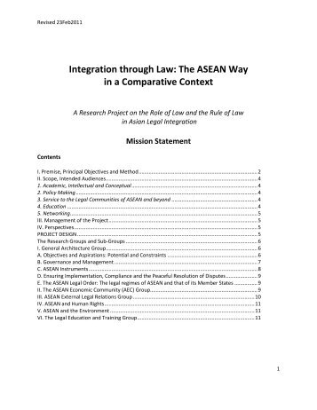 The ASEAN Way in a Comparative Context - Centre for International ...