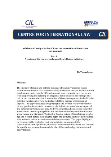 Offshore oil and gas in the SCS - Centre for International Law