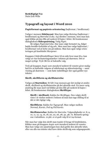 Typografi og layout i Word 2010