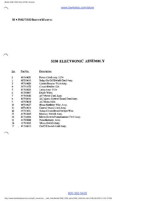 Berkel 3340 3350 Parts (HTML Version) - Berkel Sales & Service