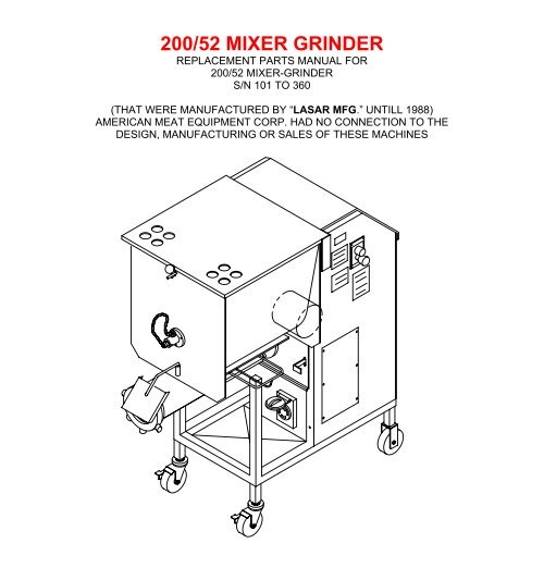 200/52 MIXER GRINDER - Berkel Sales & Service