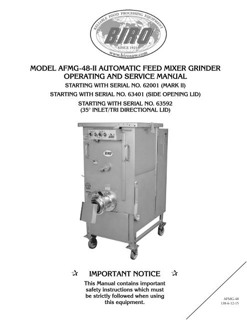 IMPORTANT NOTICE - Berkel Sales & Service